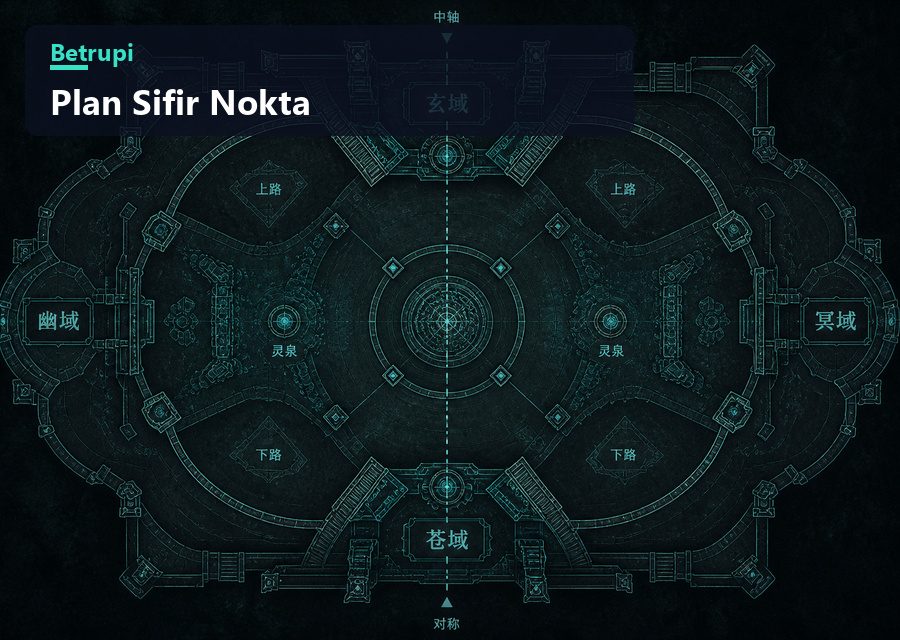 Sıfır Nokta arenasının simetri ekseni işaretlenmiş ölçekli planı